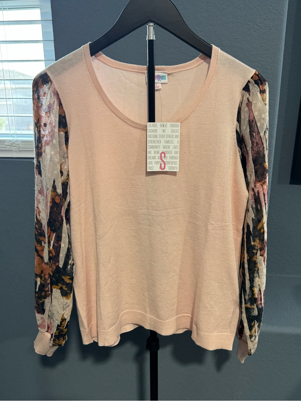LuLaRoe Penny Top with Sheer Sleeves